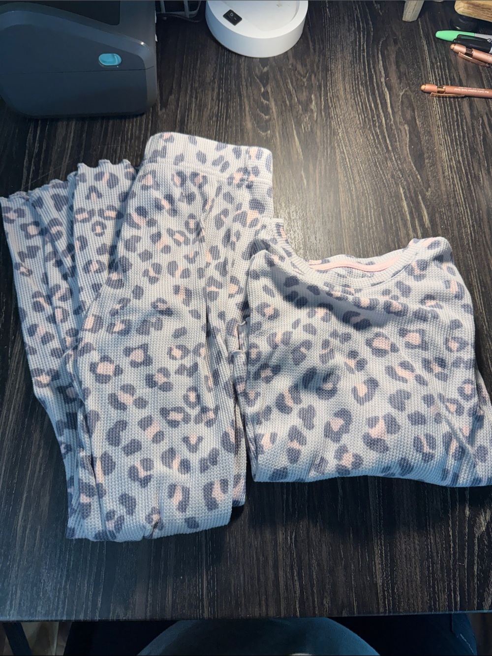 Cuddl Duds Leopard Thermal Top - Pink & Gray